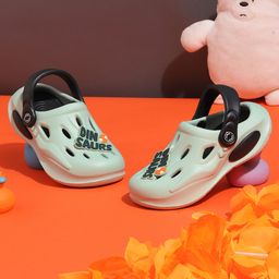 TRUFFLE COLLECTION Perforated Clogs With Dinosaurs Text Charms - Green-picture-31