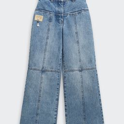 Tiny Girl Denim Woven Alphabets Patch Detailed Wide Legged Jeans - Blue-picture-6