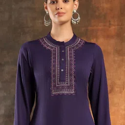 Nayam By Lakshita Women Ethnic Motifs Embroidered Regular Thread Work Kurta with Trousers image 4