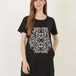 DDASPRATION Women Abstract Printed Round Neck Cotton Oversized T-shirt-image-39