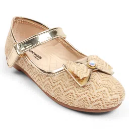 Cute Walk by Babyhug Velcro Closure Ballerina with Bow Applique - Golden image 2