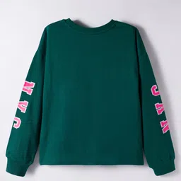 kookie kids india Kookie Kids Single Jersey Knit Full Sleeves Sweatshirt With Glitter Print - Dark Green image 2
