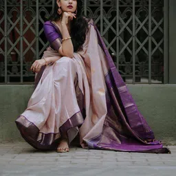 SWEETPEL Woven Design Zari Handloom Banarasi Saree image 4