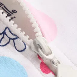 Doodle Poodle 100% Cotton Light Weight Looper Knit Full Sleeves Hooded Sweatjacket Teddy Print - White image 3