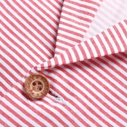 Rikidoos Full Sleeves Striped Blazer - Red & White image 3