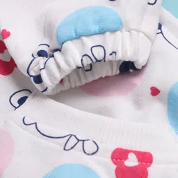 Doodle Poodle 100% Cotton Light Weight Looper Knit Full Sleeves Hooded Sweatjacket Teddy Print - White image 4