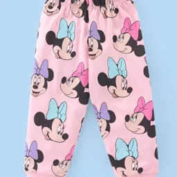 Babyhug Disney Single Jersey Full Sleeves Night Suit With Minnie Mouse Graphics - White & Pink image 4