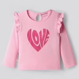 Bonfino 100% Cotton Knit Full Sleeves T-Shirts with Heart & Rainbow Print and Frill Detailing Pack of 3 - Yellow Pink & White image 4