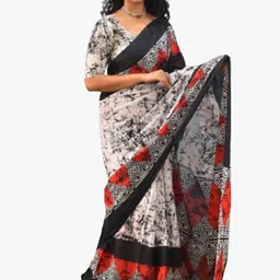 TROPWEAR Red Pure Cotton Ikat Saree image 4