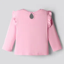 Bonfino 100% Cotton Knit Full Sleeves T-Shirts with Heart & Rainbow Print and Frill Detailing Pack of 3 - Yellow Pink & White image 5