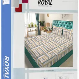 KLOTTHE Multicoloured Geometric 300 TC King Bedsheet with 2 Pillow Covers image 5