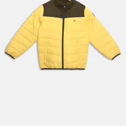 t-base Kids Yellow & Brown Colourblocked Lightweight Puffer Jacket image 1