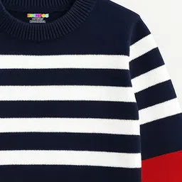 KUCHIPOO Boys Striped Colourblocked Pullover image 2