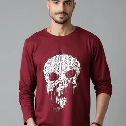 LEWEL Men Graphic Printed Round Neck Regular Fit Cotton T-shirt image 3
