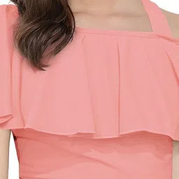 SS Sanket Synthetics Women Off-Shoulder Ruffles Fitted Top image 2