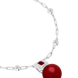 MINUTIAE Silver-Plated Artificial Stones Studded Pearls Beaded Minimal Necklace image 3