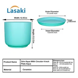 LASAKI Orin Blue Ceramic Handmade Planter With Plate image 3