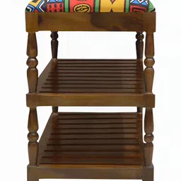 GLOBALLY INDIAN Brown Printed Wooded 4 Tier Shoe Stand image 5