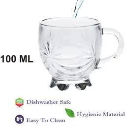 Somil Clear Glass Coffee & Tea Cup / Mug (100 Ml), Enjoy Your Drink in Style7 X 9.5 X 7.5 Cm, Pack of 12 image 2
