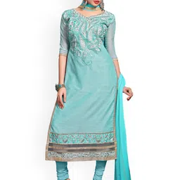 HERE&NOW Paisley Embroidered Beads And Stoned Chanderi Cotton Unstitched Dress Material-image-57