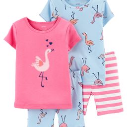 Carter's 4-Piece Flamingo 100% Snug Fit Cotton PJs - Blue Pink-picture-38