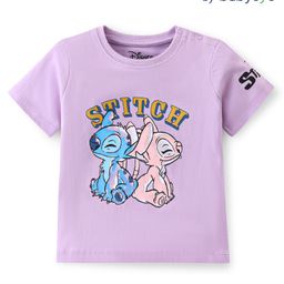 Babyoye Disney Cotton Knit Half Sleeves T-Shirt With Lilo N Stitch Graphics - Purple-picture-46