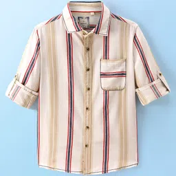 INFINITY Cotton Full Sleeves Striped Shirt - Off  White-picture-19