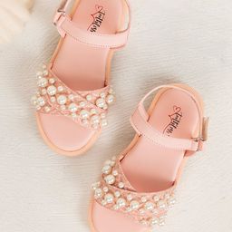 Toothless Pearls Embellished Sandals With Velcro Closure - Pink-picture-11