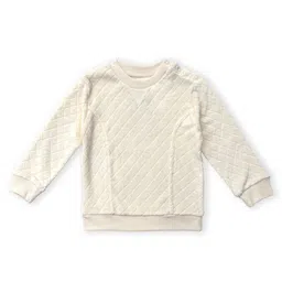 The Mom Store Cotton Blend Knit Full Sleeves Geometric Designed Sweatshirt - Off White-picture-24