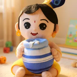 Aurbo Baby Lord Krishna Mantra Chanting Musical Soft Plush Toy for Kids Small - Height 25 cm-picture-18