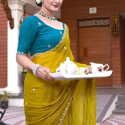 K 5 Fashion Embellished Pure Chiffon Saree-image-52