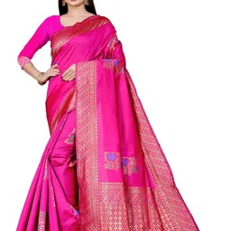 SAREEFLAME Ethnic Motif Woven Design Zari Pure Silk Kanjeevaram-Inspired Banarasi Saree image 5