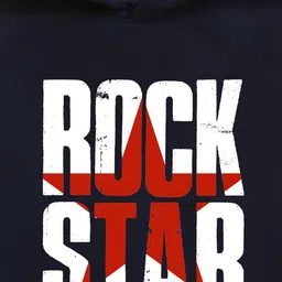 NUSYL Fleece Full Sleeves Rock Star Text Printed Hoodie - Blue image 4
