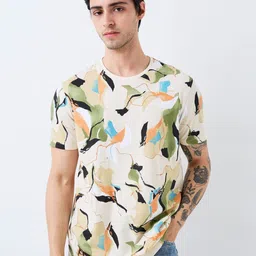 SPYKAR Men Abstract Printed Round Neck Cotton Slim Fit T-shirt-picture-50