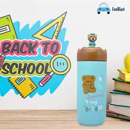 FunBlast BPA Free Double Wall Vacuum Insulated Cartoon Print Water Bottle with Straw - 350 ML image 4