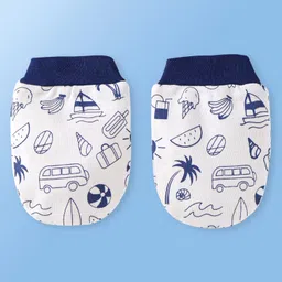 Doodle Poodle Interlock Knit Cap Mittens & Booties Set with Beach Theme Print Red & White Pack of 2 - Diameter 11 cm image 4