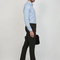 Park Avenue Slim Fit Windowpane Checks Checked Spread Collar Shirt image 5