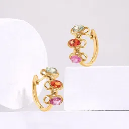 Mia by Tanishq Women 14KT Gold Prism Glow Sapphire Hoop Earrings - 3.17 g-image-16