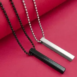 Teeragaj Unisex Set Of 2 Rectangular Shape Pendants With Chains-picture-11