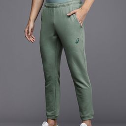 ASICS Men Green Solid Mid-Rise Knitted Slim Fit Training Joggers with Brand Logo Print-picture-11
