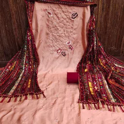 SAINOOR Embroidered Pure Silk Unstitched Dress Material image 4