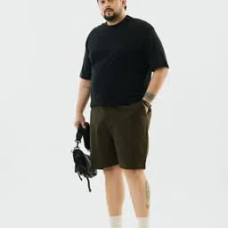 Snitch Men Plus Size Olive Mid-Rise Regular Fit Shorts image 3
