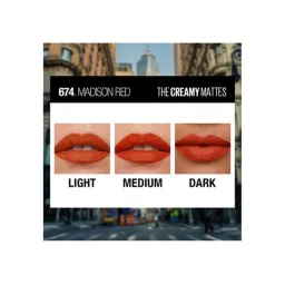 Maybelline New York Color Sensational Creamy Matte Lipstick - 674 Madison Red, 3.9g image 5