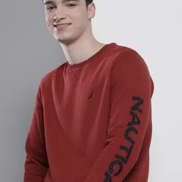 Nautica Men Round Neck Sweatshirt With Typography Sleeves-picture-14