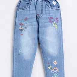 Here&Now X Denikid Infant Girls Light Fade Embroidered Pure Cotton Jeans-picture-35