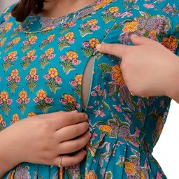 ANUOM Floral Print Maternity A-Line Midi Dress image 4