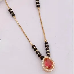 Queenzart Gold-Plated Brass Artificial Stones and Beads Mangalsutra-picture-34