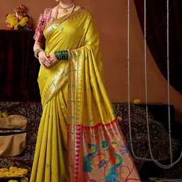 SANISA Woven Design Zari Silk Blend Handloom Saree-picture-21