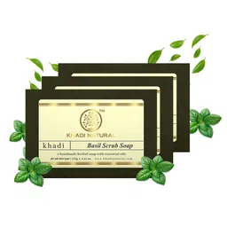 Khadi Natural Set Of 3 Basil Scrub Soaps-picture-32