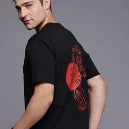 Allen Solly Printed Drop-Shoulder Sleeves Relaxed Fit Pure Cotton T-shirt-picture-24